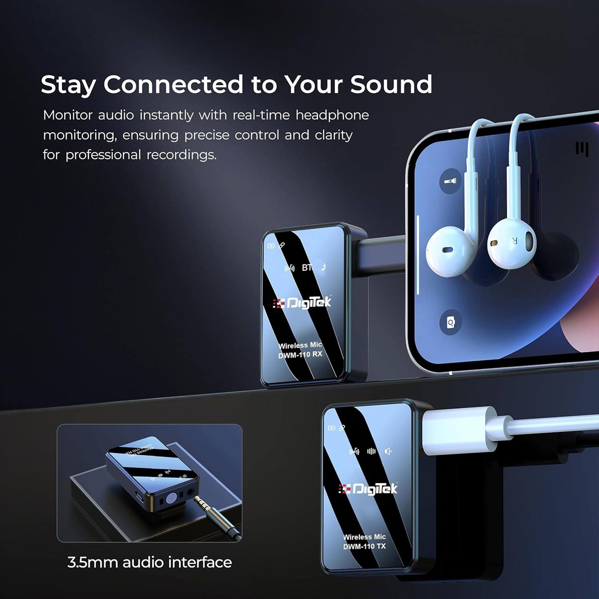 Digitek DWM-110 2-in-1 Wireless Microphone System | Best for Wedding Photographers