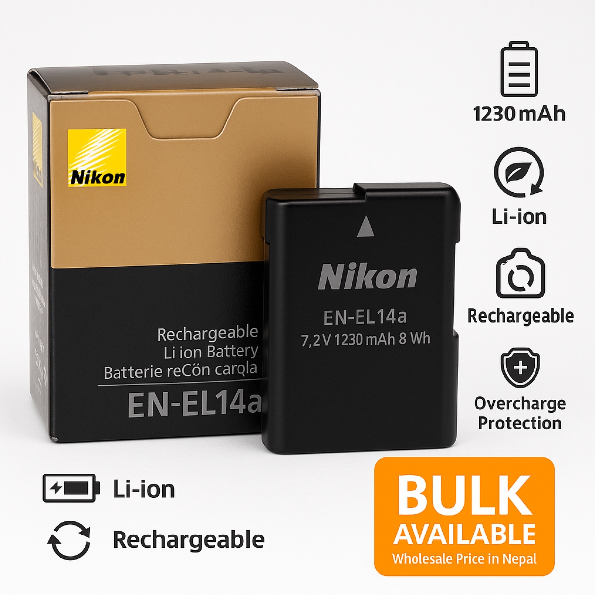 Nikon 27126 EN-EL 14A Rechargeable Li-Ion Battery Price