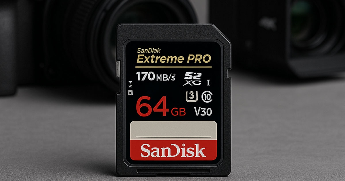 SanDisk 64GB Extreme PRO SDXC UHS-I Card - C10, U3, V30, 4K UHD, SD Card